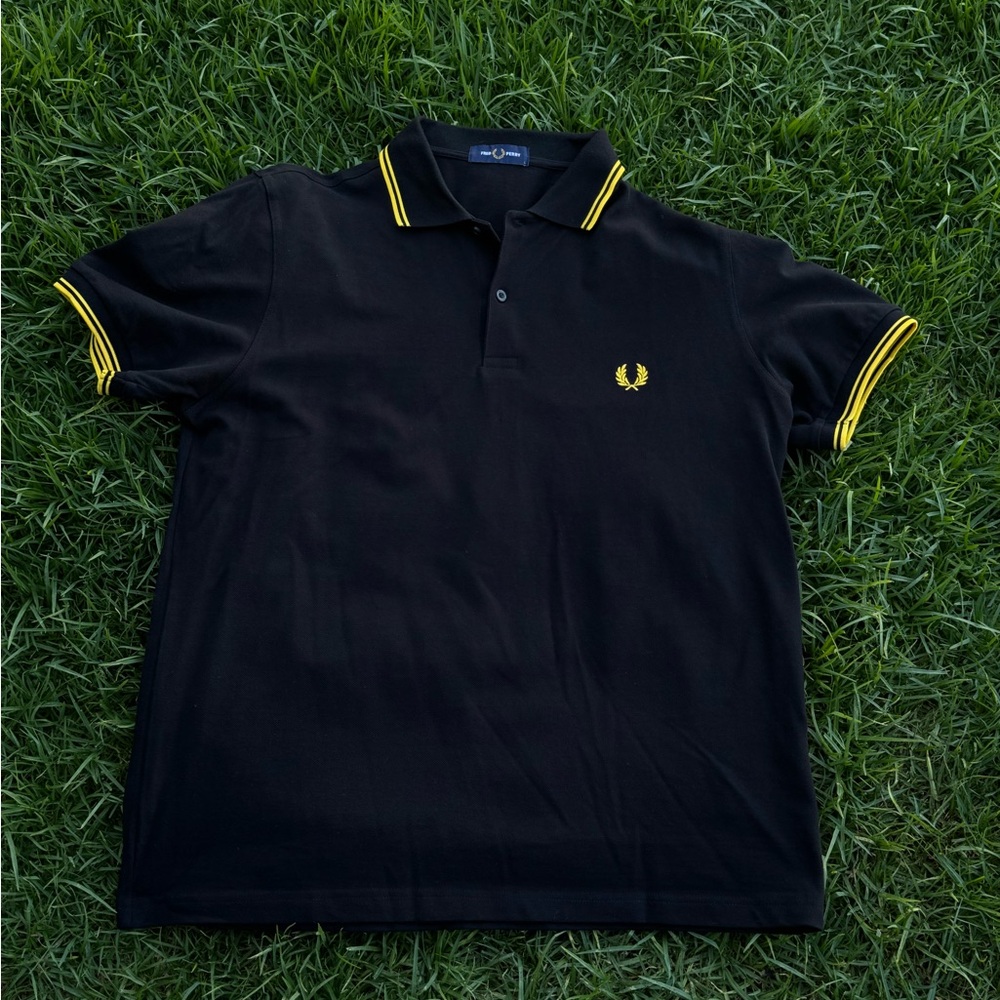 Fred Perry Black Polo with Yellow Trim